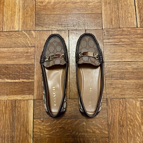 Coach Shoes - LIKE NEW Coach Signature Brown and Tan Loafers